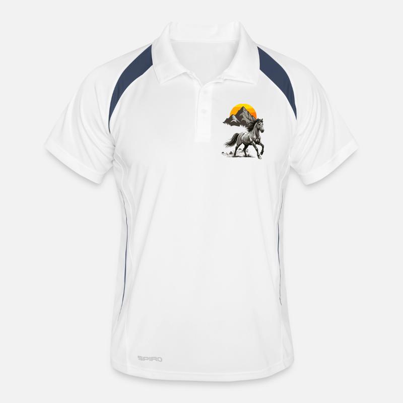 Coucher de soleil au sommet galopant Polo respirant Homme