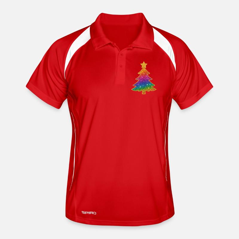 Regenbogen Glitzer Tannenbaum Männer Polo atmungsaktiv