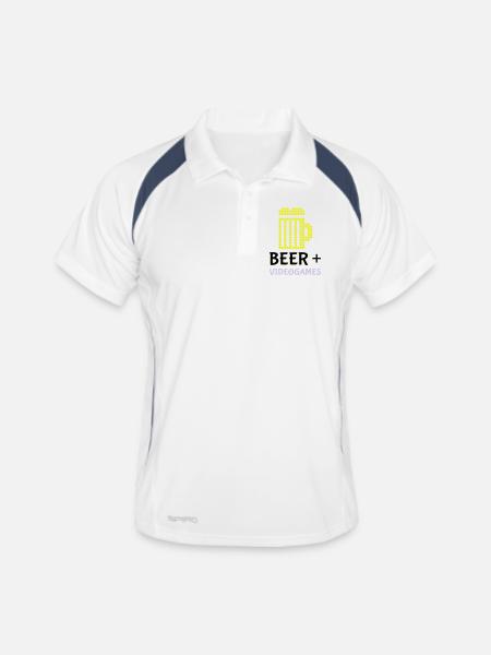 Pixel-Bier-Videospiele - Männer Polo atmungsaktiv - Weiß/Navy - Vorne