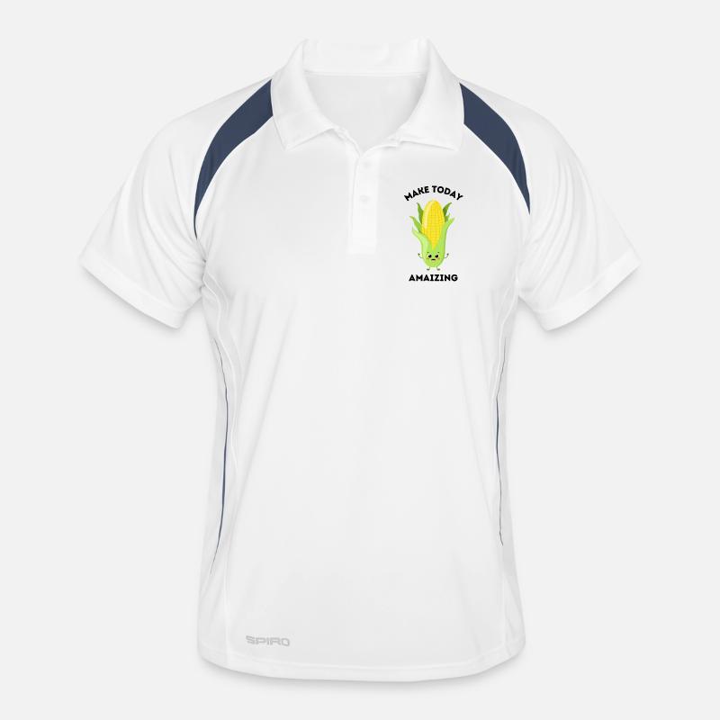 Cute Pun Corn Cartoon “Make Today Amaizing” Men's Polo breathable