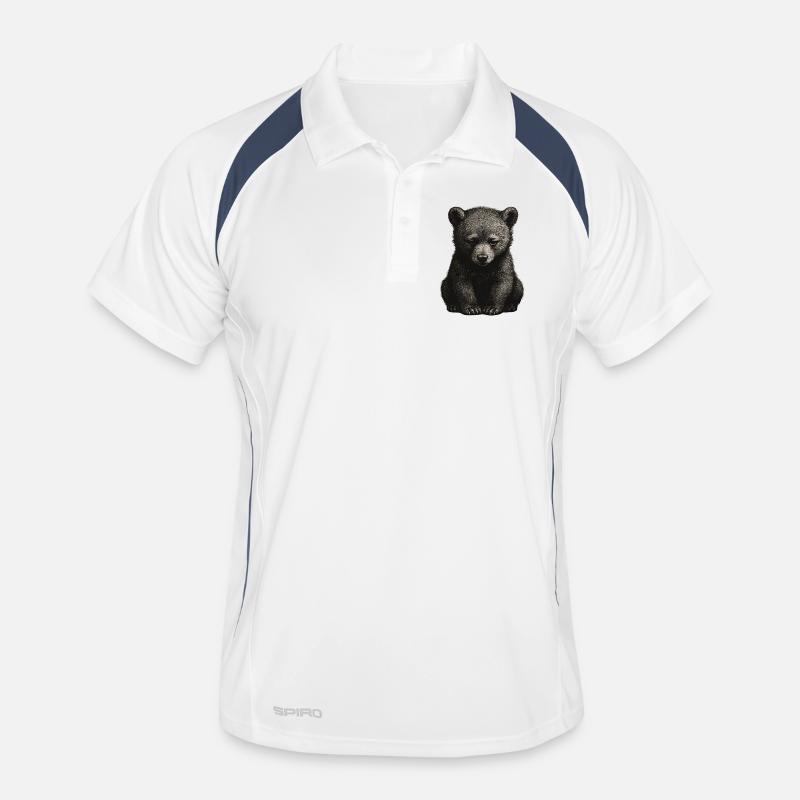 Black and White Bear Cub Men's Polo breathable