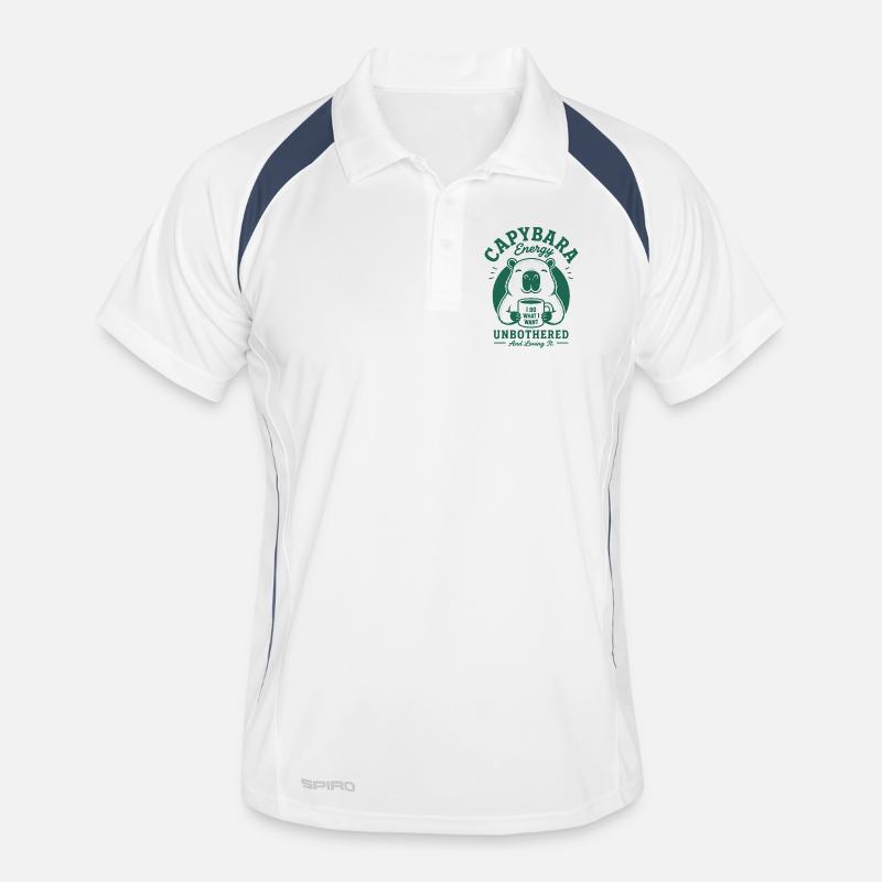 Énergie de Capybara Indifférente - Polo respirant Homme - blanc/marine