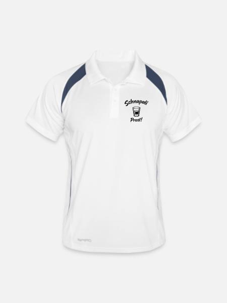 Schnapali - Prost! - Männer Polo atmungsaktiv - Weiß/Navy - Vorne