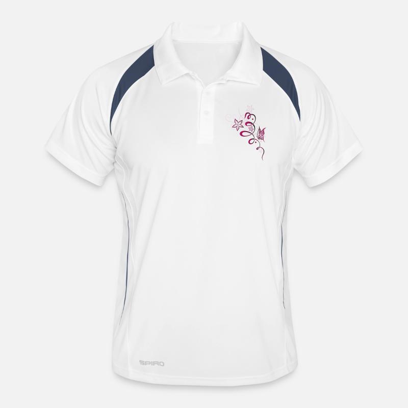 Fleurs de printemps papillon Printemps cerise Polo respirant Homme