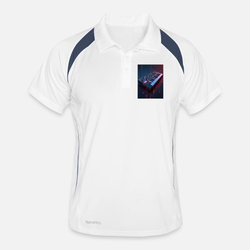 Futuristic Synthwave Music Console Men's Polo breathable