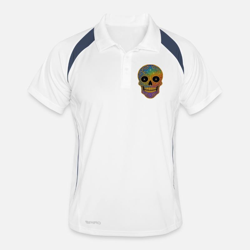 Regenbogen Glitzer Sugar Skull Männer Polo atmungsaktiv