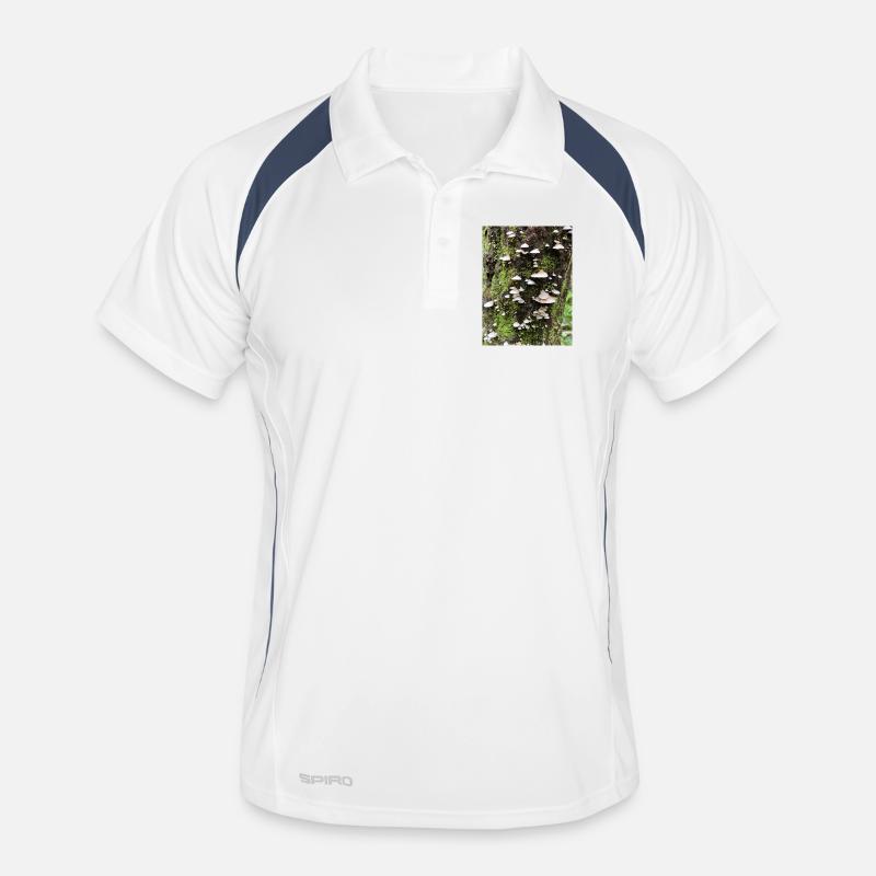 Moss-covered mushroom colony on the tree Men's Polo breathable