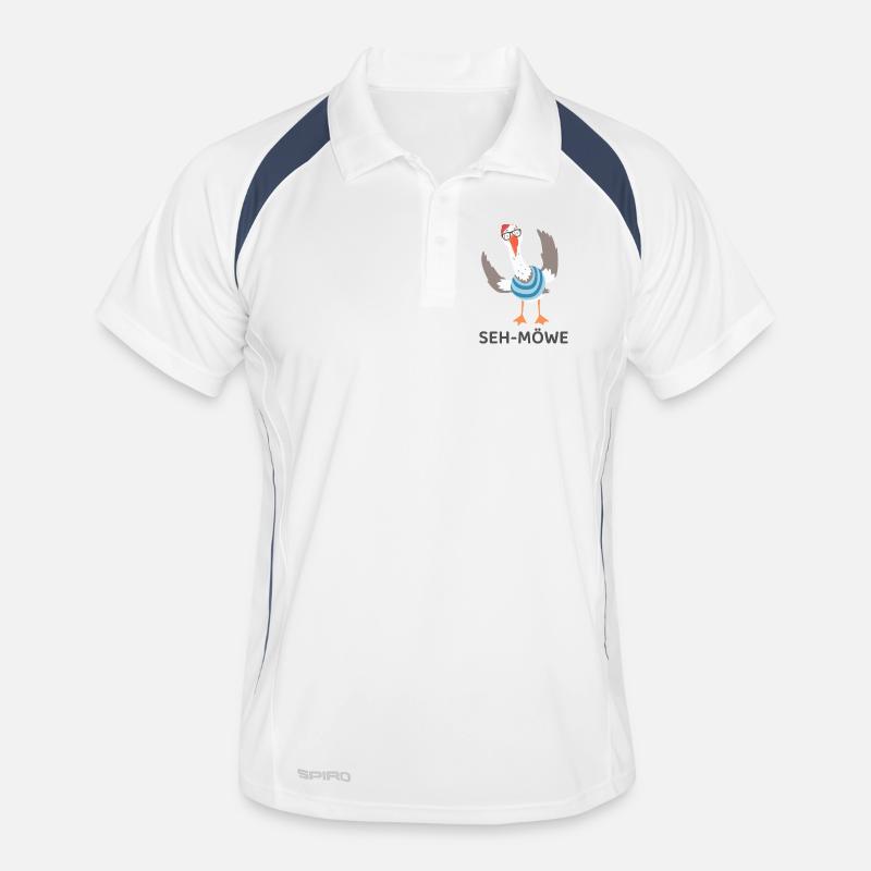 SEH-MÖWE – Funny Seagull with Glasses Cartoon Men's Polo breathable
