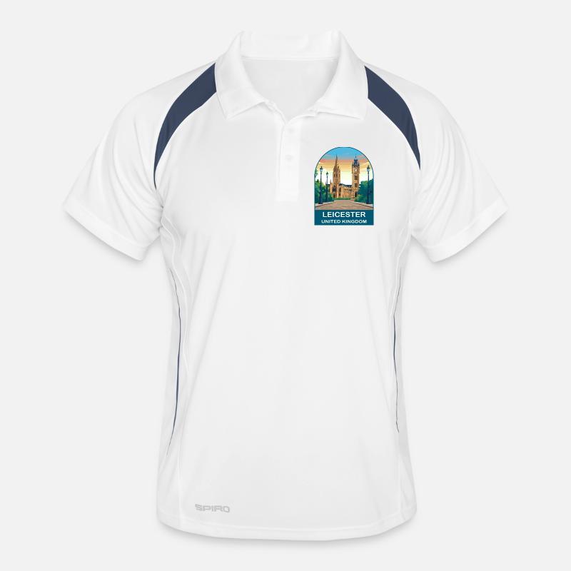 Conception d’affiche de voyage Leicester Skyline UK Polo respirant Homme