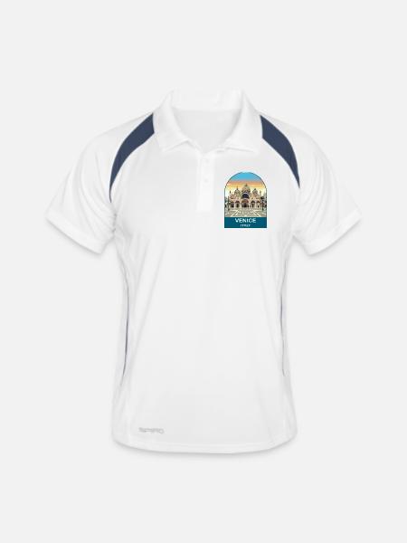 Venedig, Italien Vintage-Reiseplakat-Kunst - Männer Polo atmungsaktiv - Weiß/Navy - Vorne