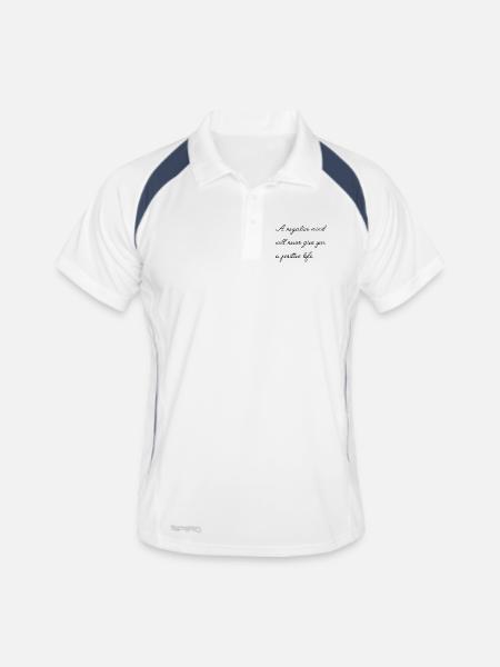 Motivierender Spruch Englisch  - Männer Polo atmungsaktiv - Weiß/Navy - Vorne