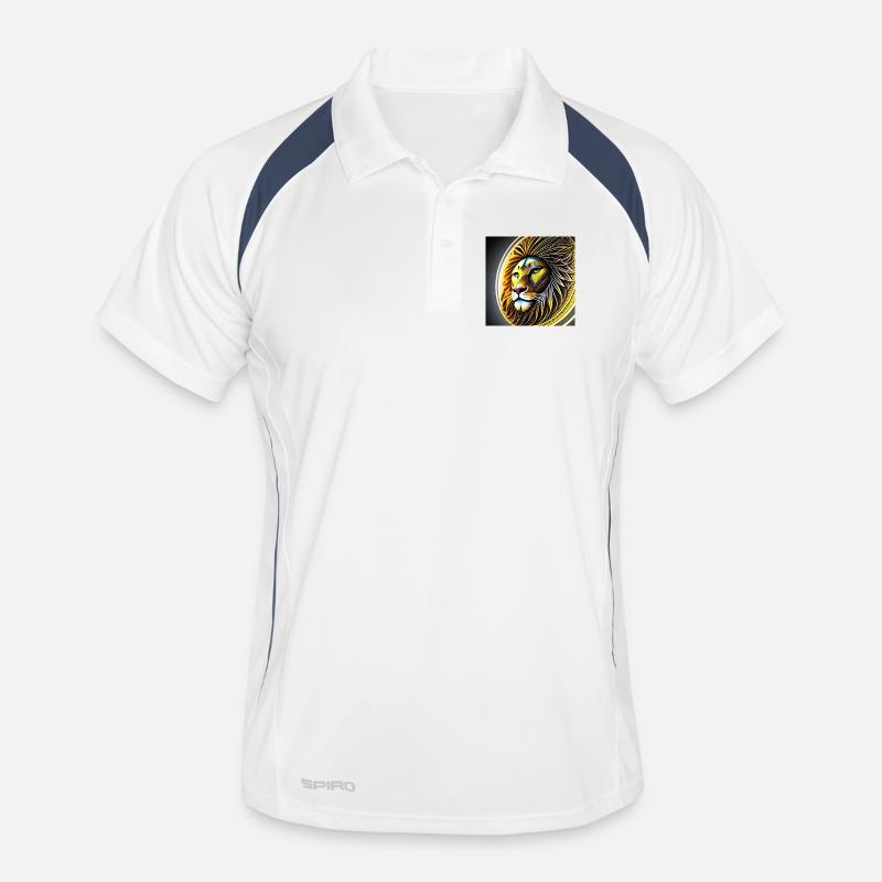 Kreisförmiger goldener geometrischer Löwe Männer Polo atmungsaktiv