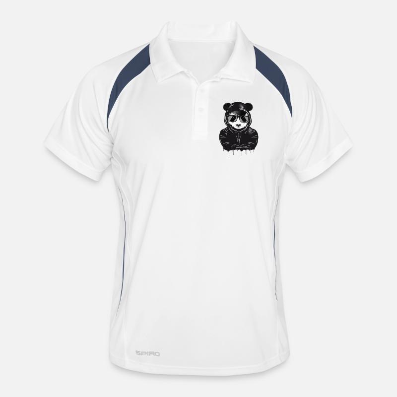 Drôle d’ours panda avec sweat à capuche, casquette de baseball et lunettes Polo respirant Homme