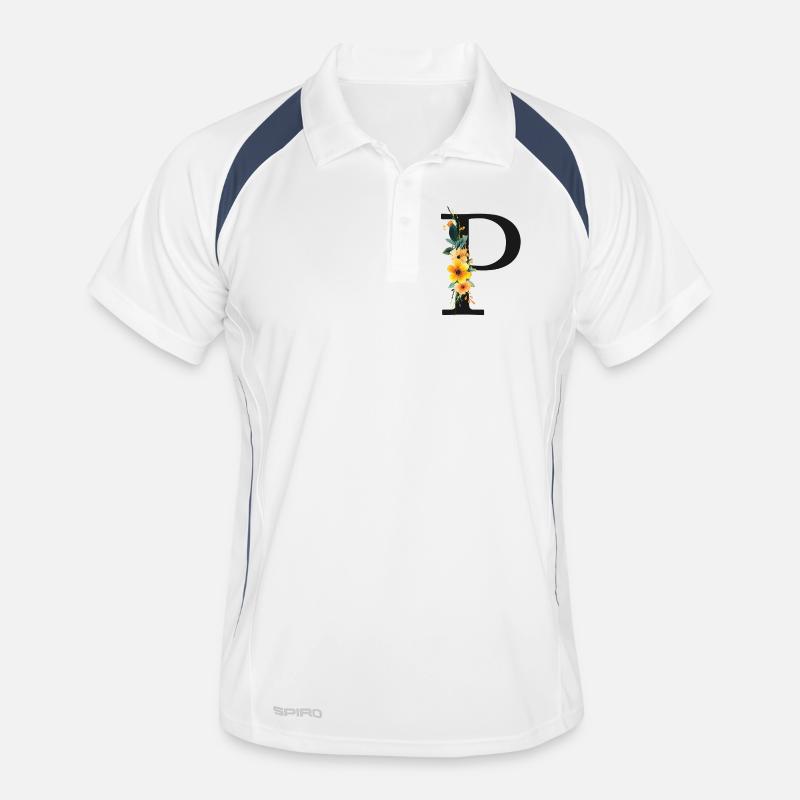 P Monogramme, Floral, Personnalisable Polo respirant Homme