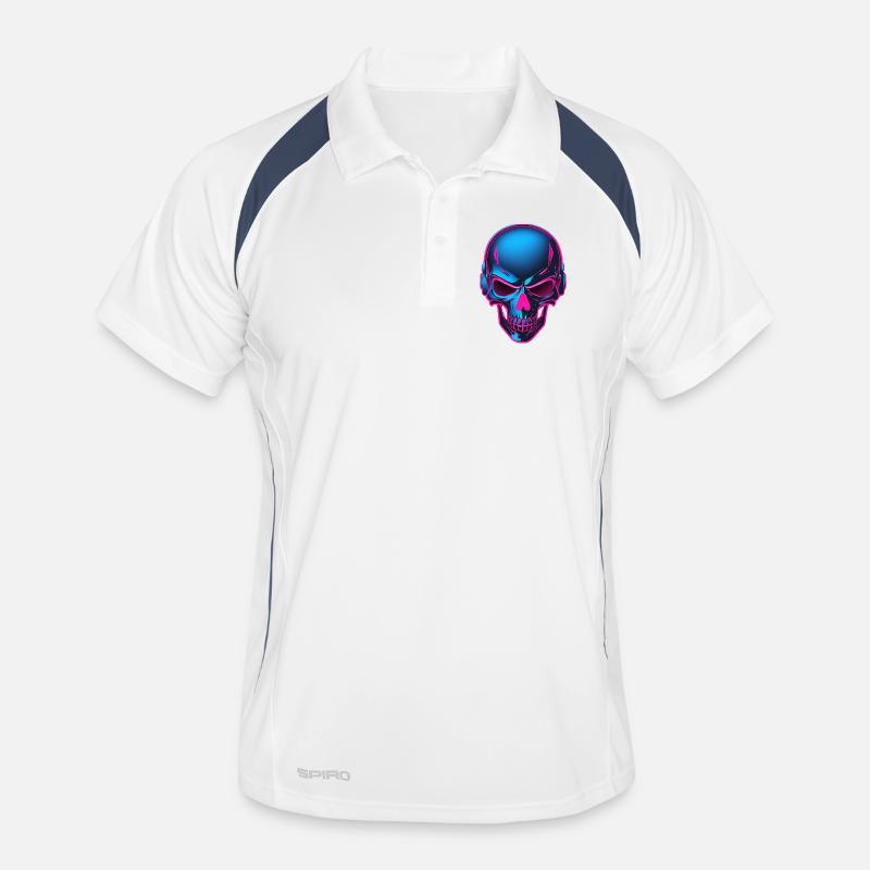 Neon Skull mit Kopfhörern Männer Polo atmungsaktiv