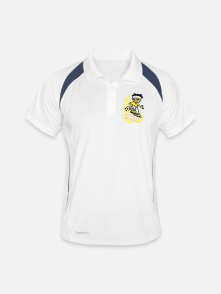 Asphalt-Brenner - Männer Polo atmungsaktiv - Weiß/Navy - Vorne