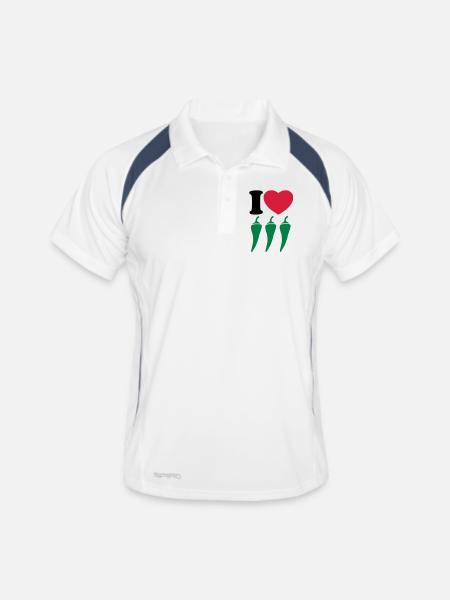 I love chili - J'aime chili - Polo respirant Homme - blanc/marine - Devant