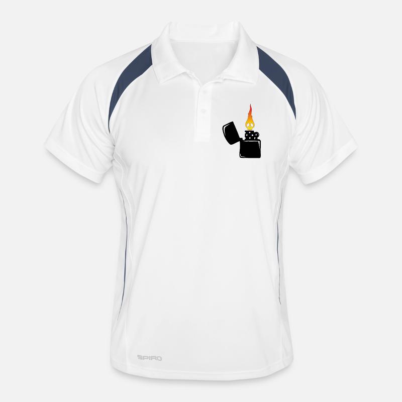 flaming skull and black lighter Men's Polo breathable