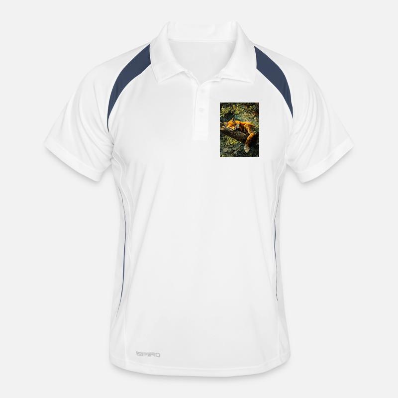 Sleeping Fox in Sunlit Forest Men's Polo breathable