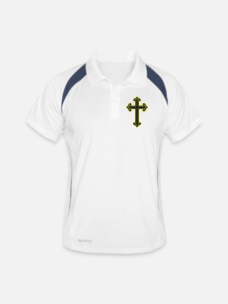 Symbole de croix chrétien - Polo respirant Homme - blanc/marine - Devant