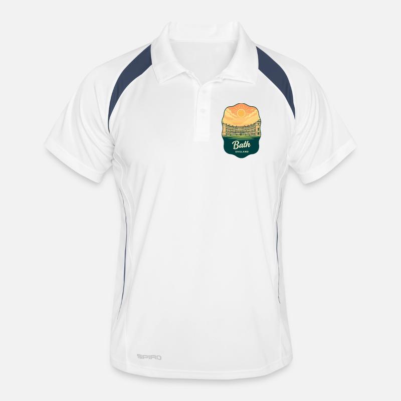 Bath Royal Crescent Retro Sunset Badge - Men's Polo breathable - white/navy