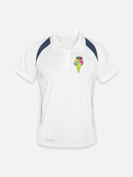 Retro Eis Vintage Kinder Kind 60er  - Männer Polo atmungsaktiv - Weiß/Navy - Vorne