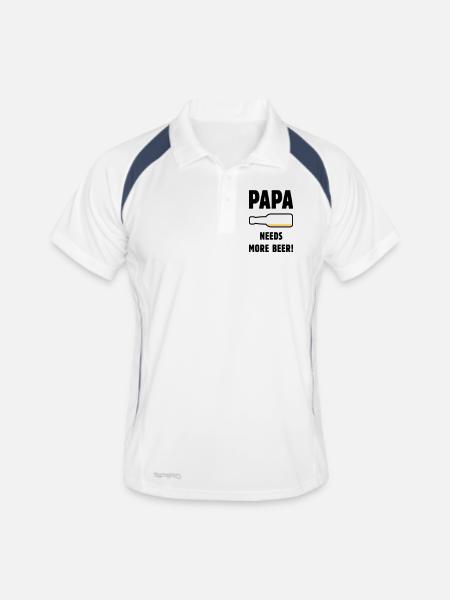 Papa a besoin de plus de bière ! (Bière Père Papa / POS 2C) - Polo respirant Homme - blanc/marine - Devant