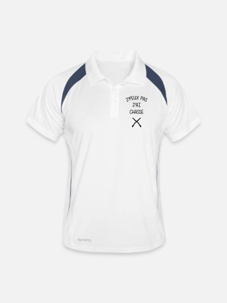 J’peux pas, j’ai chasse - Polo respirant Homme - blanc/marine - Devant