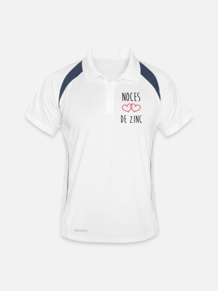 noces de Zinc 76 ans de mariage - Polo respirant Homme - blanc/marine - Devant