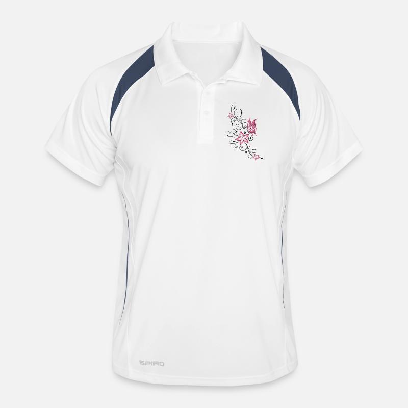 Blumen mit floralem Ornament und Schmetterling Männer Polo atmungsaktiv