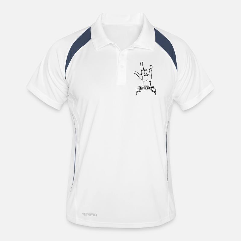 Hand gesture respect with text RESPECT - Men's Polo breathable - white/navy