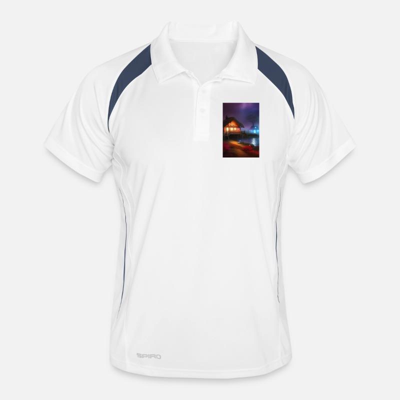 Charming Lakefront Cabin Men's Polo breathable