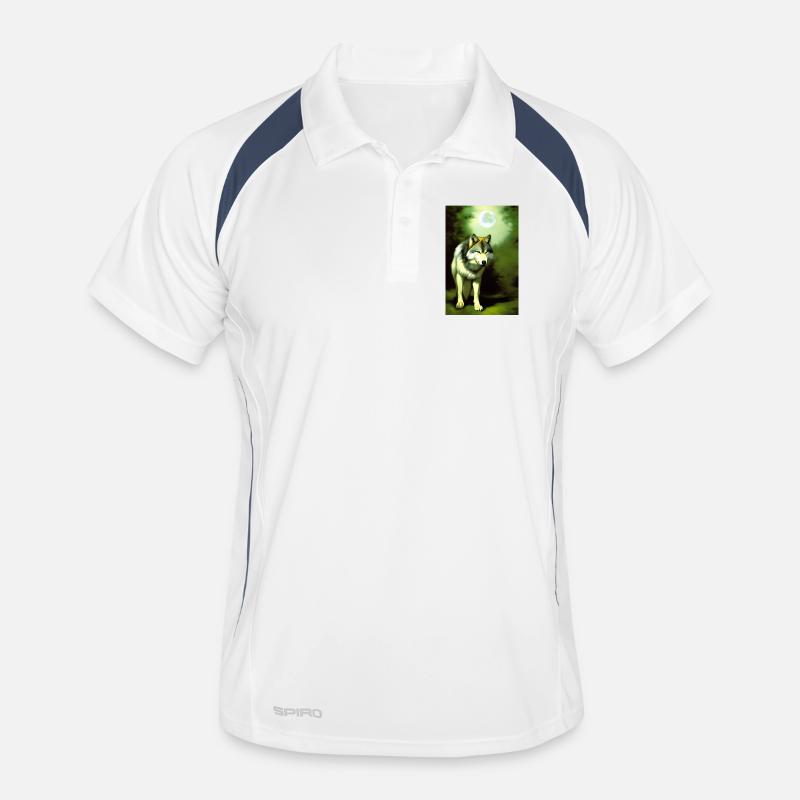 Wolf und Mond Männer Polo atmungsaktiv