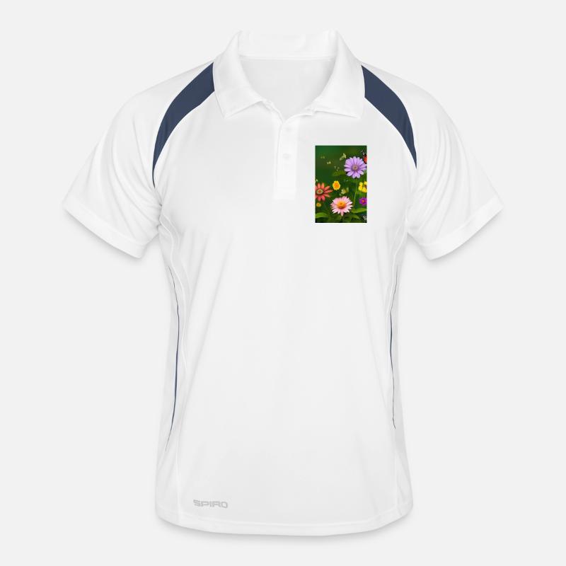Fleurs et papillon Polo respirant Homme