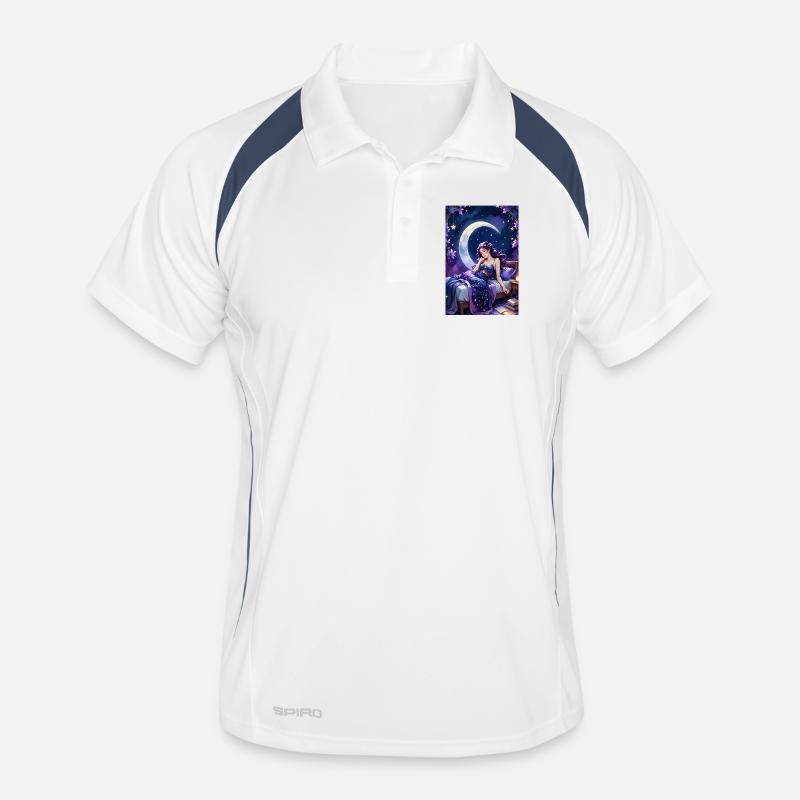 Lesen und Einschlafen - Männer Polo atmungsaktiv - Weiß/Navy