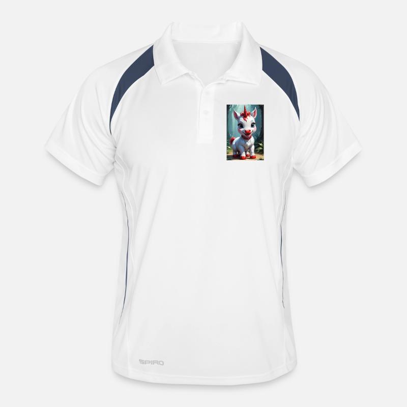 Süßes Einhorn - Männer Polo atmungsaktiv - Weiß/Navy