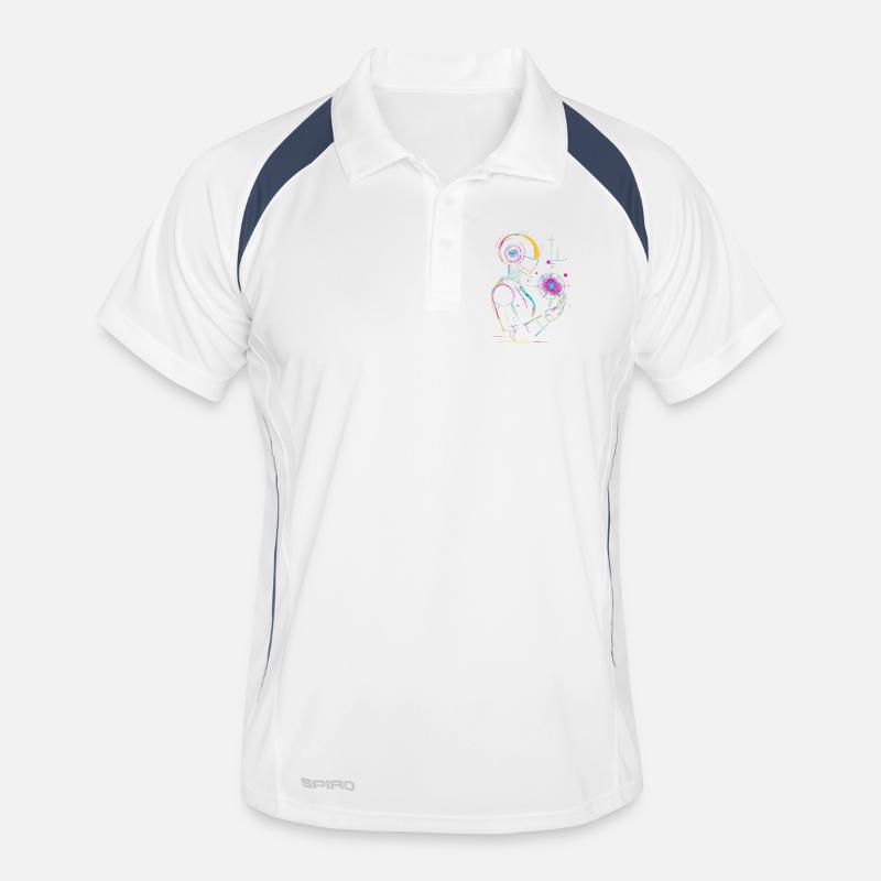 Futuristic robot with neon look Men's Polo breathable