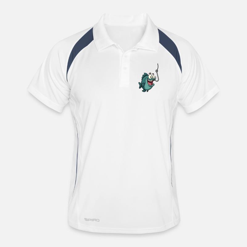 Cartoon fish with hook Men's Polo breathable