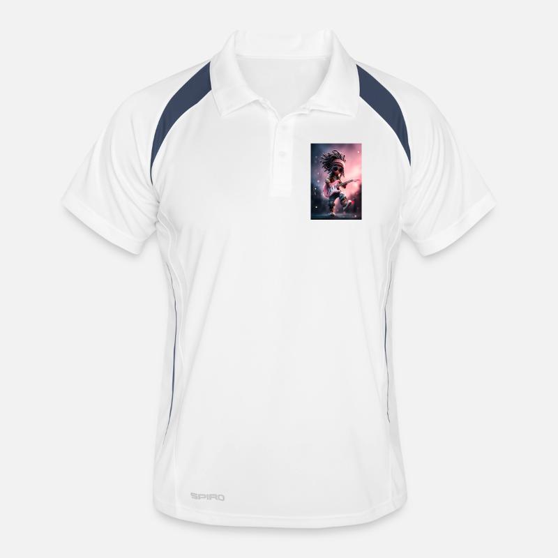 Dreadlock Rock Doll with Pink Guitar Men's Polo breathable