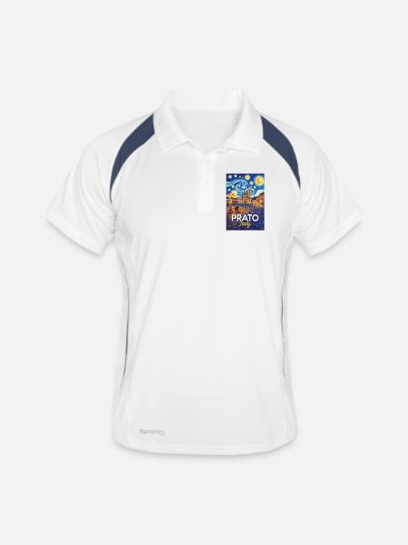 Prato, Italien. - Männer Polo atmungsaktiv - Weiß/Navy - Vorne