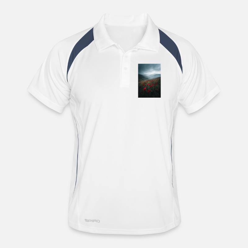 Crête de pavot rouge dans la brume Polo respirant Homme