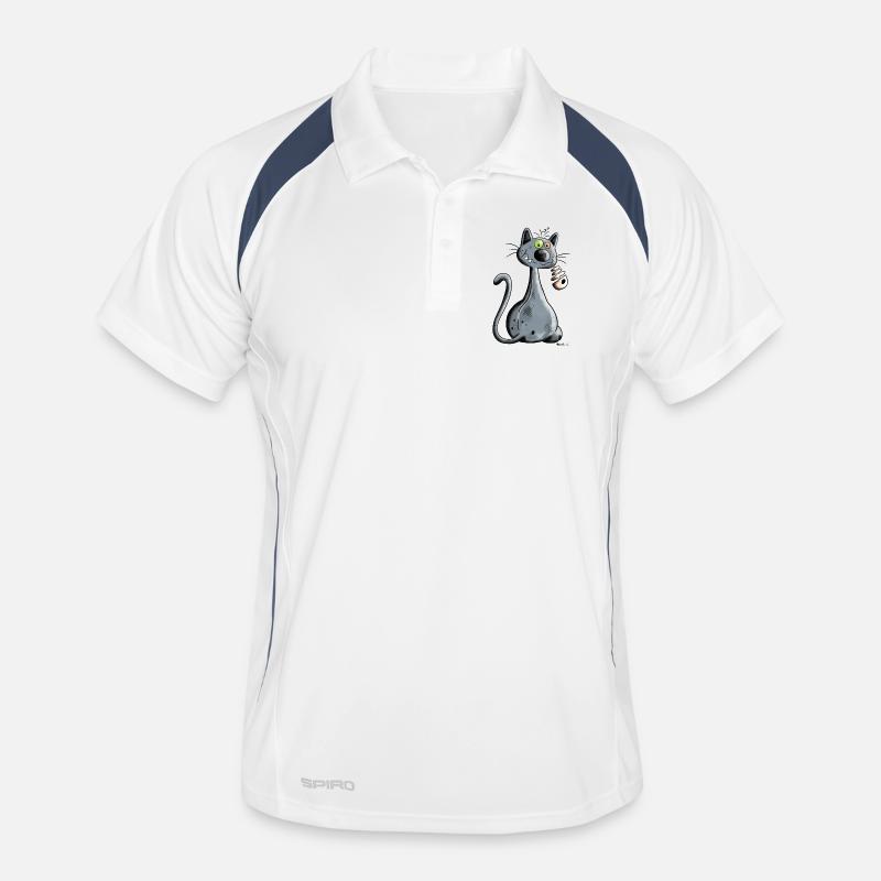 Schwarze Katze Männer Polo atmungsaktiv
