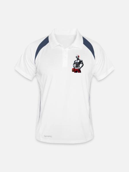Cyber robot with Santa hat and gift - Men's Polo breathable - white/navy - Front
