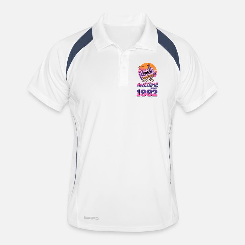 Retro Cassette 1982 Neon Design - Men's Polo breathable - white/navy