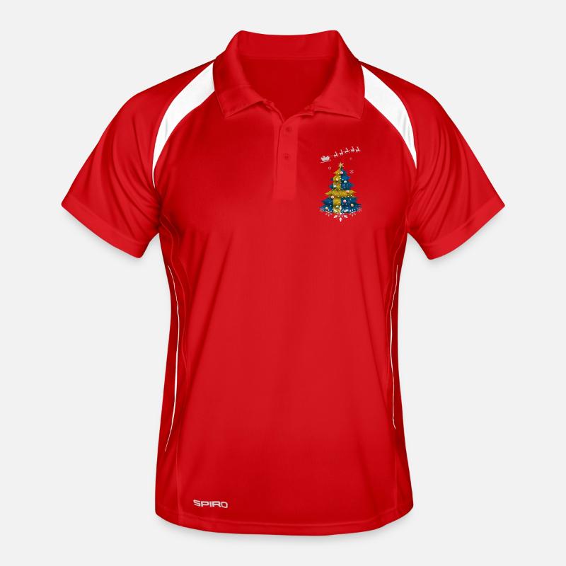 Christmas tree with Sweden flag Men's Polo breathable