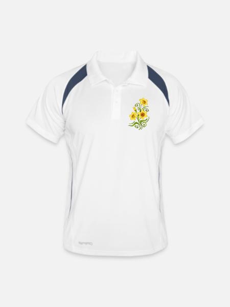 Blumen - Männer Polo atmungsaktiv - Weiß/Navy - Vorne