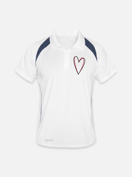 Herz Liebe Freundschaft Symbol Geschenkidee - Männer Polo atmungsaktiv - Weiß/Navy - Vorne