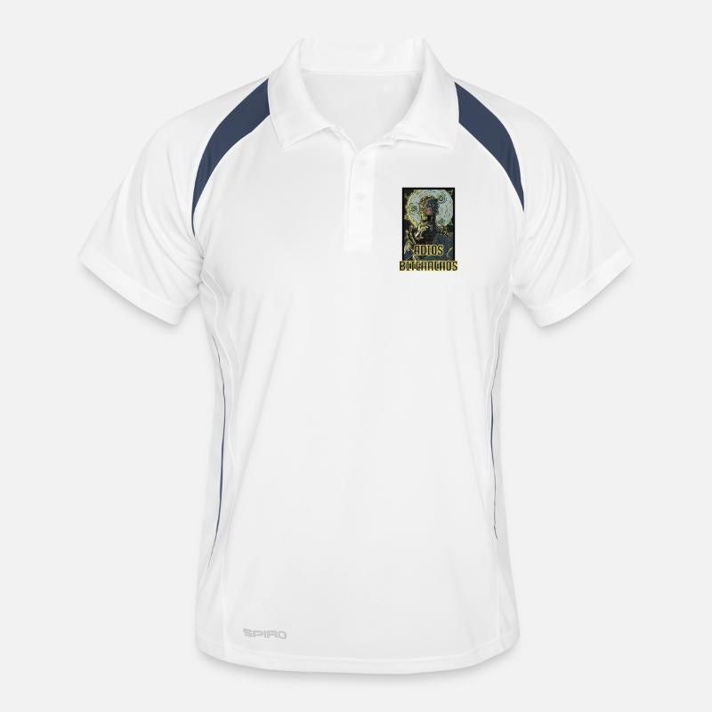 Adiós Bitehacos Roboter - Männer Polo atmungsaktiv - Weiß/Navy