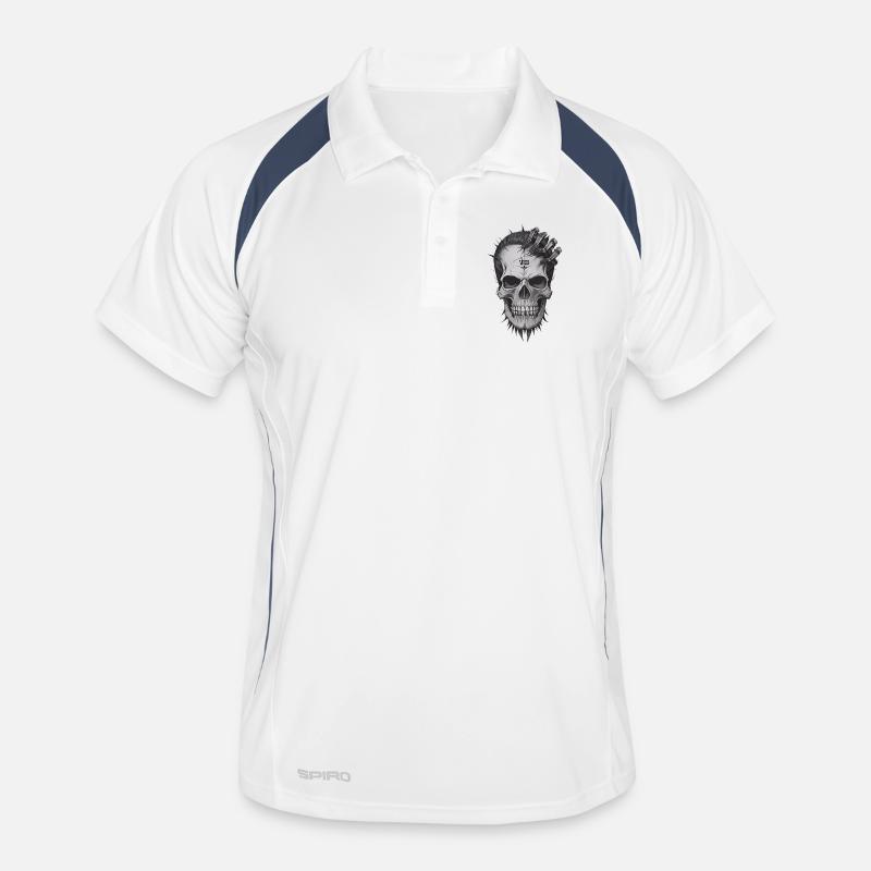 Cool Skull - Männer Polo atmungsaktiv - Weiß/Navy
