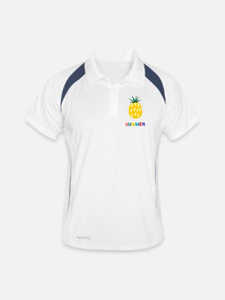 HOLIDAY. HAPPY HOLIDAYS. MISTRESS. MASTER. TEACHER - Men's Polo breathable - white/navy - Front